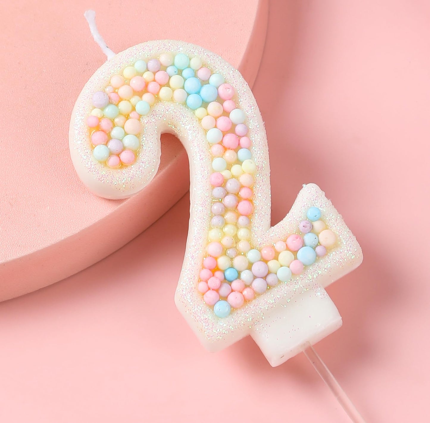 EAKE Pastel 12 Birthday Candle Macaron Glitter 3D Number 12th Candles for Birthday Cakes Girl Women Sweet Theme Twelve Years Old