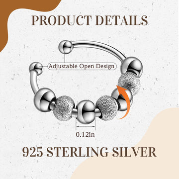 30 Pcs Anxiety Fidget Ring For Women Stainless Steel Adjustable Spinner Ring With Beads For Men Women Adults Stress Relief(Silver)