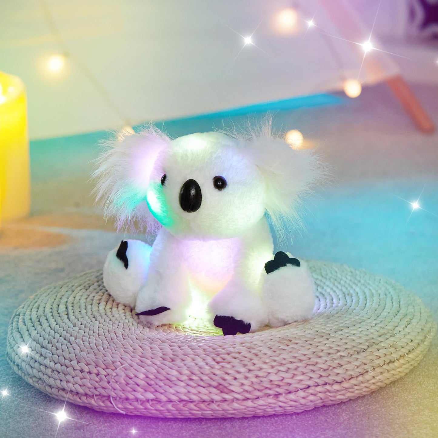 Glow Guards 10'' Plush White Koala LED Stuffed Animal with Rainbow Night Lights - Ideal Gift for Toddlers and Kids