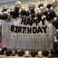Happy Birthday Balloons Banner, Black Happy Birthday Foil Balloons 16 Inch Mylar Foil Letter Balloons With 8 Pcs Black Silver St