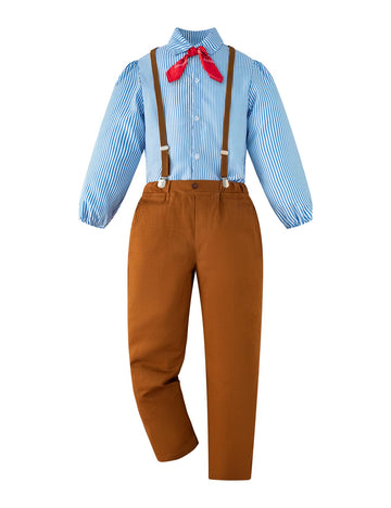 InBakjade Pioneer Boy Costume Villager Boys Cosplay Costume Halloween for Kids(L)