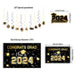 Graduation Decorations Class Of 2024,Gold Themed Graduation Decorations Set,Class Of 2024 Backdrop Banner,Graduation Hanging Swi