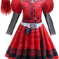 Girls Rise Red Halloween Costume With Wig Kids Halloween Red Costume Dress 5-6Years