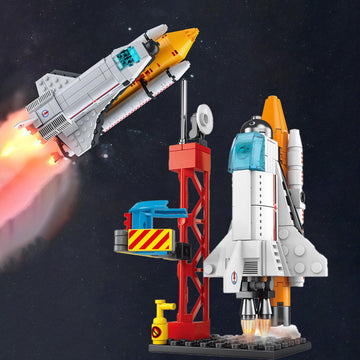 Vilbocr Space Shuttle Toy Building Blocks Toys For 4+ Years Boys Kids Gift Idea Spacecraft Aerospace Building Kit Toy107Pcs-Comp