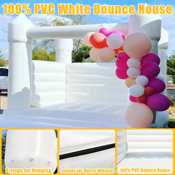 Inflatable White Bounce House Castle, 13x13x10ft Large Jumper PVC Bouncy House with Blower for Toddler Kids and Adults Indoor or