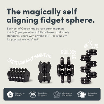 Speks Geode Pentagons Magnetic Fidget Toy For Adults & Teens 14+ | Sensory Gadget For Stress Relief, Office Desk Toy Present, Christmas Gift, Holiday Stocking Stuffer | Snake Eyes, 12-Piece Set