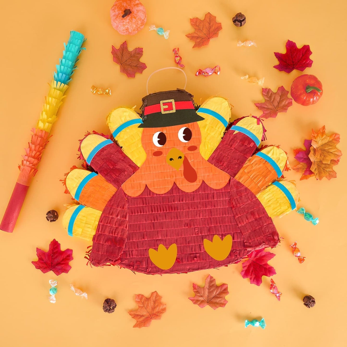 WERNNSAI Thanksgiving Turkey Pinata - Fall Decorations Red Turkey Pinata Thanksgiving Games for Kids Fall Festival Autumn Decor