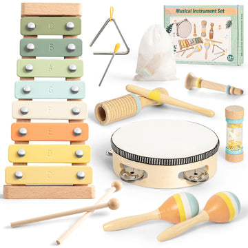 Musical Instruments for Toddlers 1-3, Neutral Colors Wooden Baby Instruments Toys for Boys and Girls, Kids Musical Instruments t