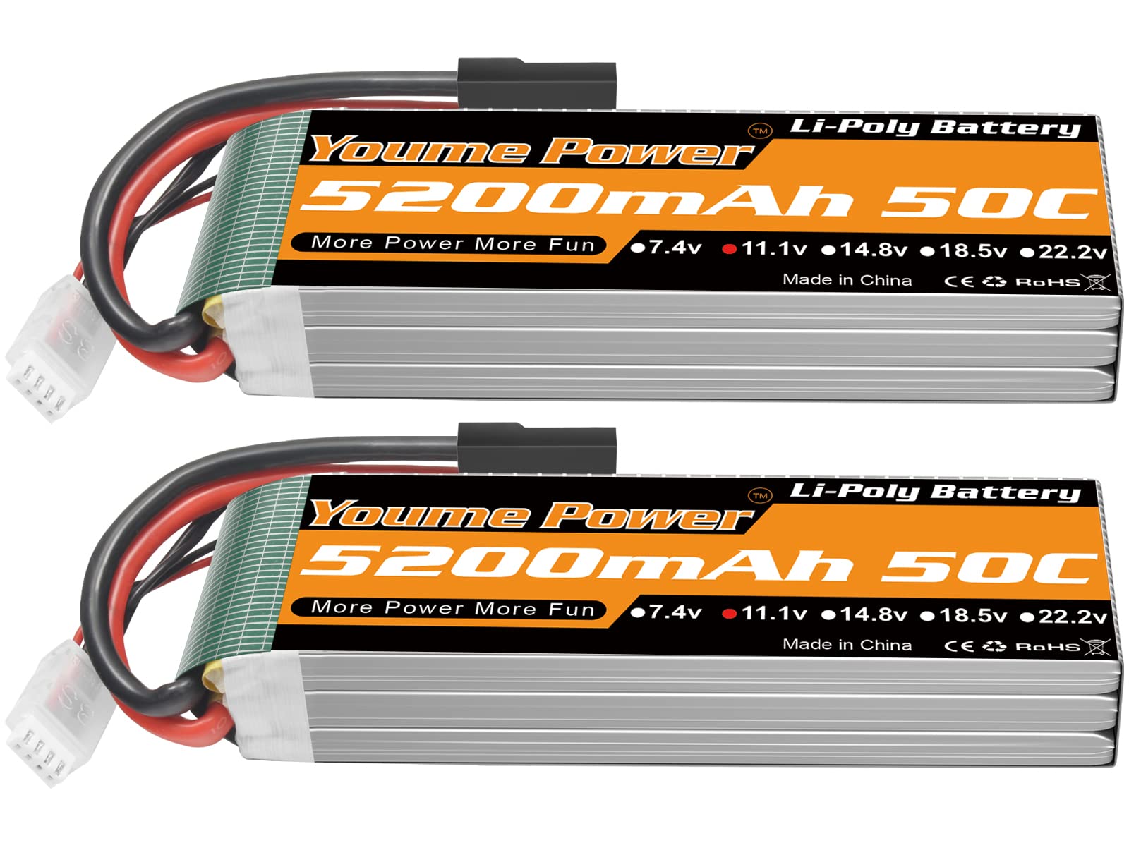 Nihewo 2S Lipo Battery, 7.4V RC Batteries 5200mAh 80C Hard Case with Tr Plug Compatible with 1/10 and 1/8 RC Car Vehicle Truck B