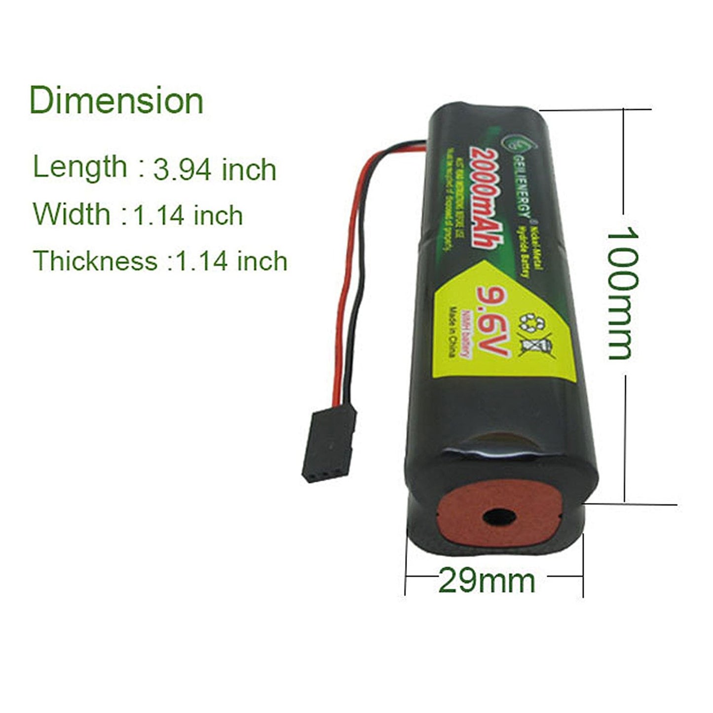 QBLPOWER 9.6v 2000mAh NiMH Battery Pack with Hitec Connector Square Futaba NT8S600B Transmiter for RC Cars Airplanes Heli Sailpl