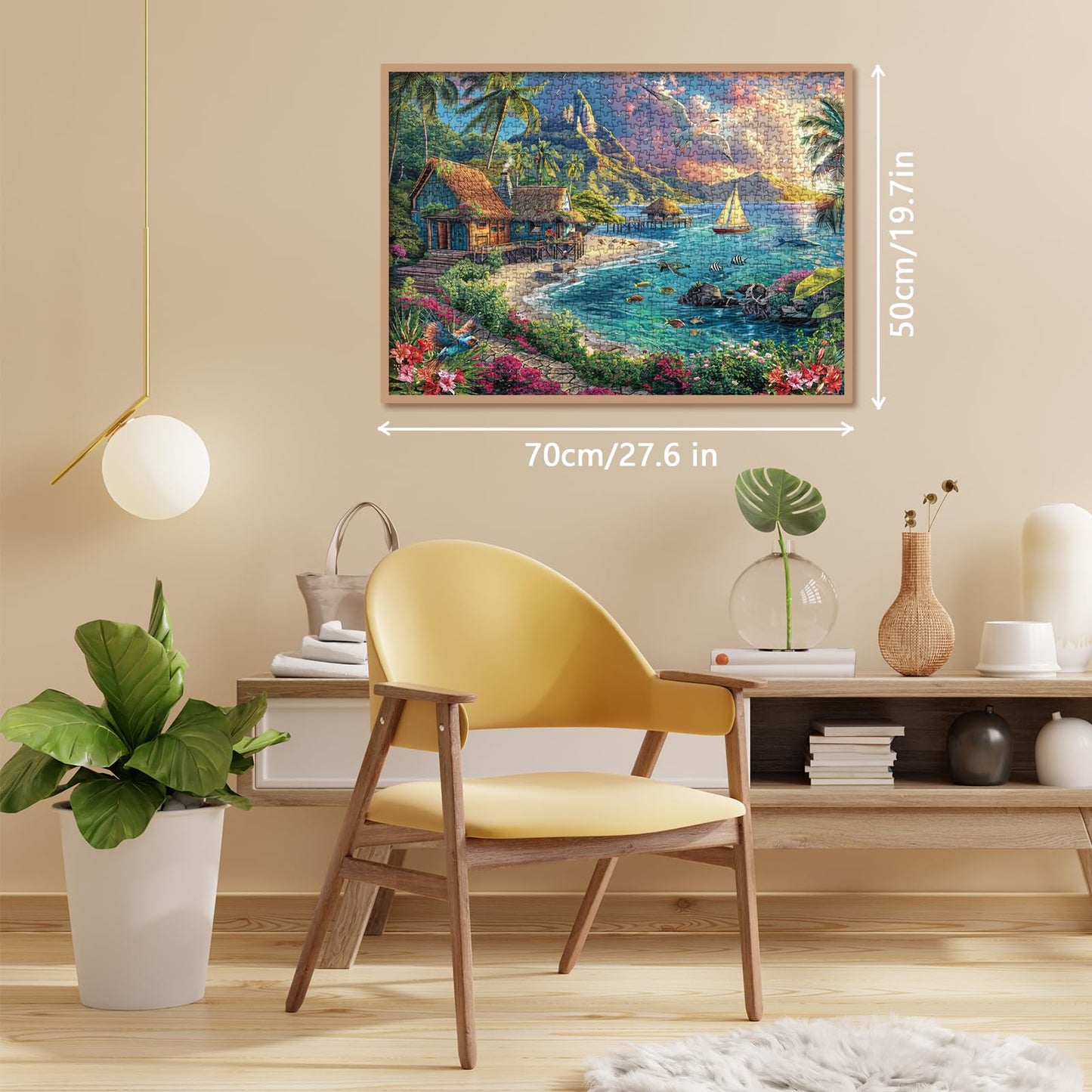 Beach Ocean Puzzles For Adults 1000 Pieces Nature, Summer Hawaii Landscape Scenic Jigsaw Puzzles, Bird Plant Flower Fish Sea Tur
