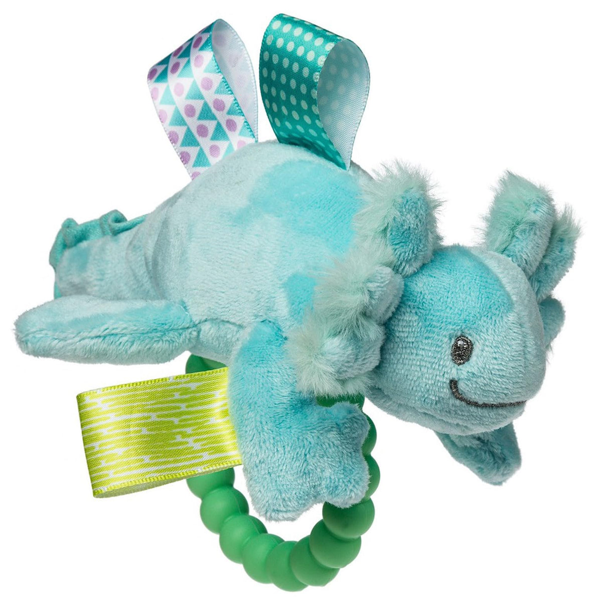 Soft Baby Rattle with Soothing Teether Ring and Sensory Tags 6-Inches ...