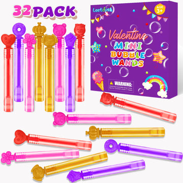 32 Pack Valentines Mini Bubbles Party Favors For Kids Classroom, Valentines Day Small Gifts Toys For Toddler Boy Girl,Valentine