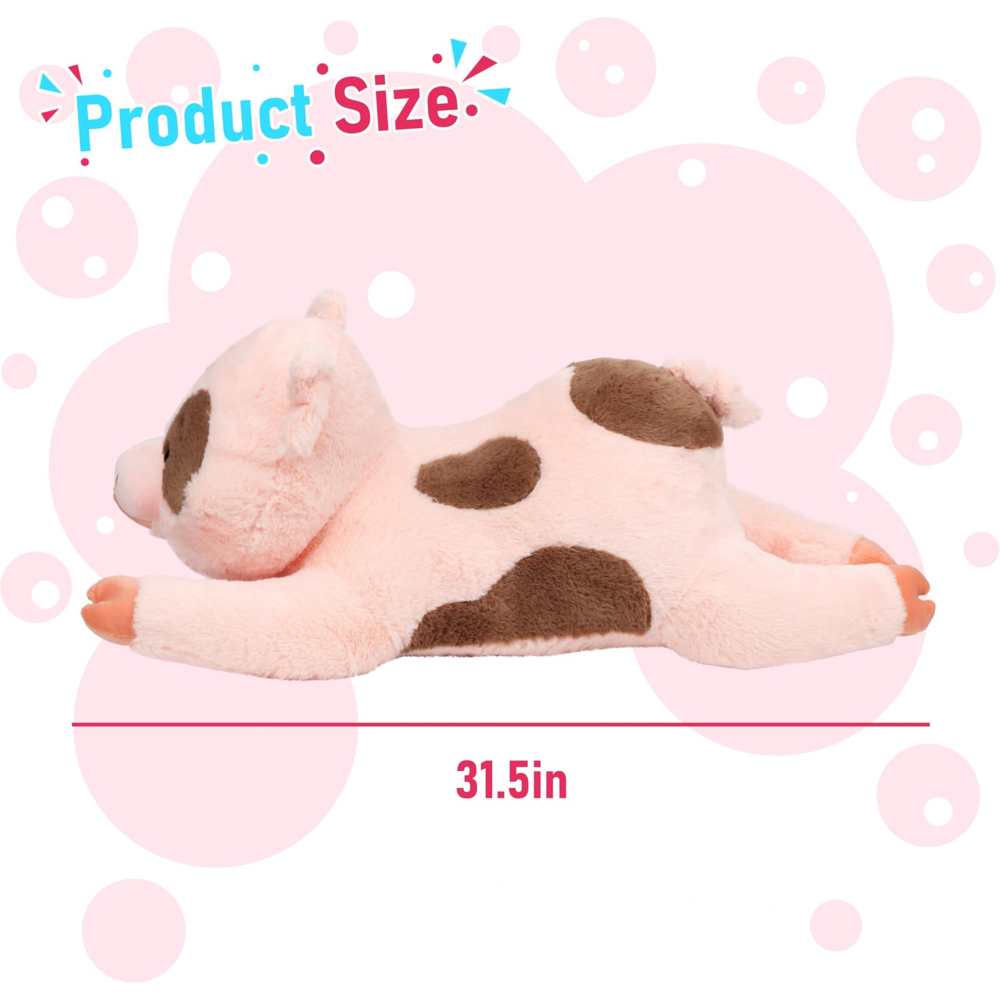 Cudhug Pig Stuffed Animal, Giant 32'' Stuffed Piggy, Large Soft Plush Pig Toy Birthday Holiday Party Gifts For Kids Girls Boys