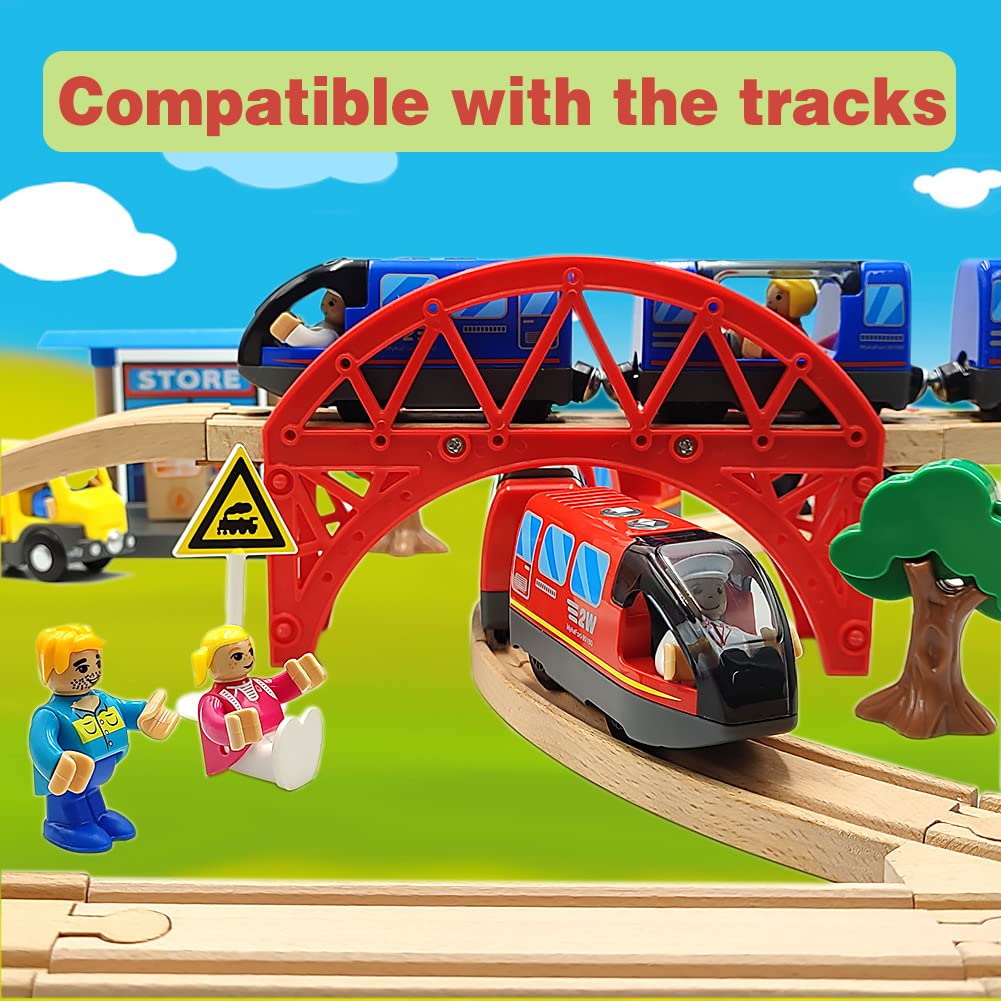 DSHMIXIA Battery Operated Train for Wooden Train Track Set Toys for 3 4 5 Year Old Boys Kids Action Locomotive Train Magnetic Co