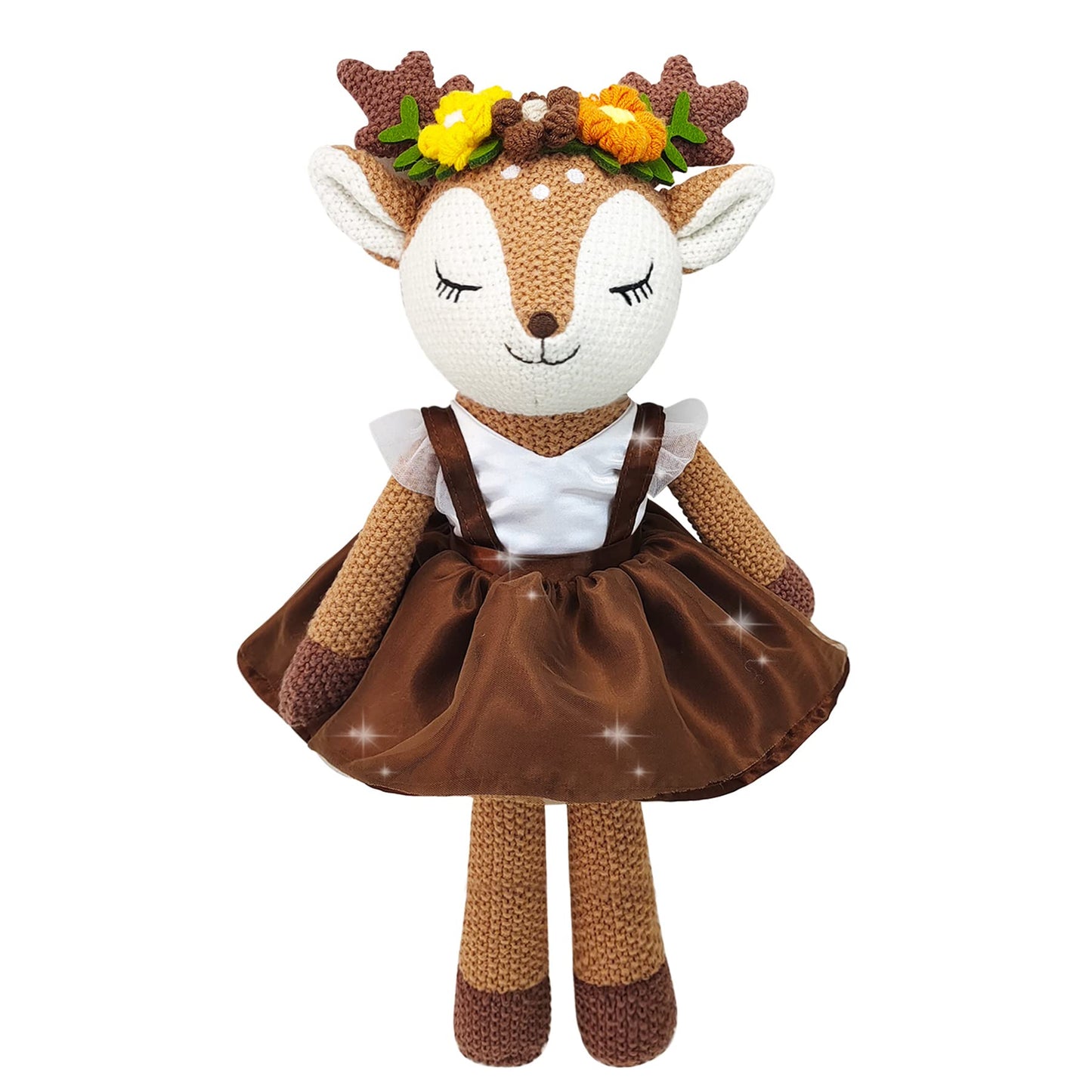 Justqunseen Deer Stuffed Animal, 17' Reindeer Plush Toys, Cute Stuffed Animals Deer Ballerina Doll, Stuffed Animals For Girls, Soft Plush Doll Animal Toy, Christmas Birthday Gifts For Baby Kids Girls