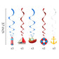 KRISTIN PARADISE 30Ct Nautical Hanging Swirl Decorations, Ahoy Boy Birthday Ceiling Streamers, Baby Shower Theme, Sailor Party S