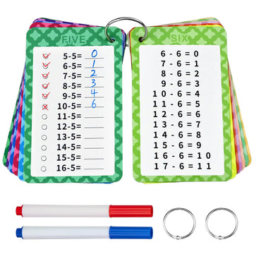 Catephe Subtraction Flashcards 0-12, 13 Pcs Subtraction Chart Math Flashcards, Subtraction Math Game, Times Table Flash Cards Wi