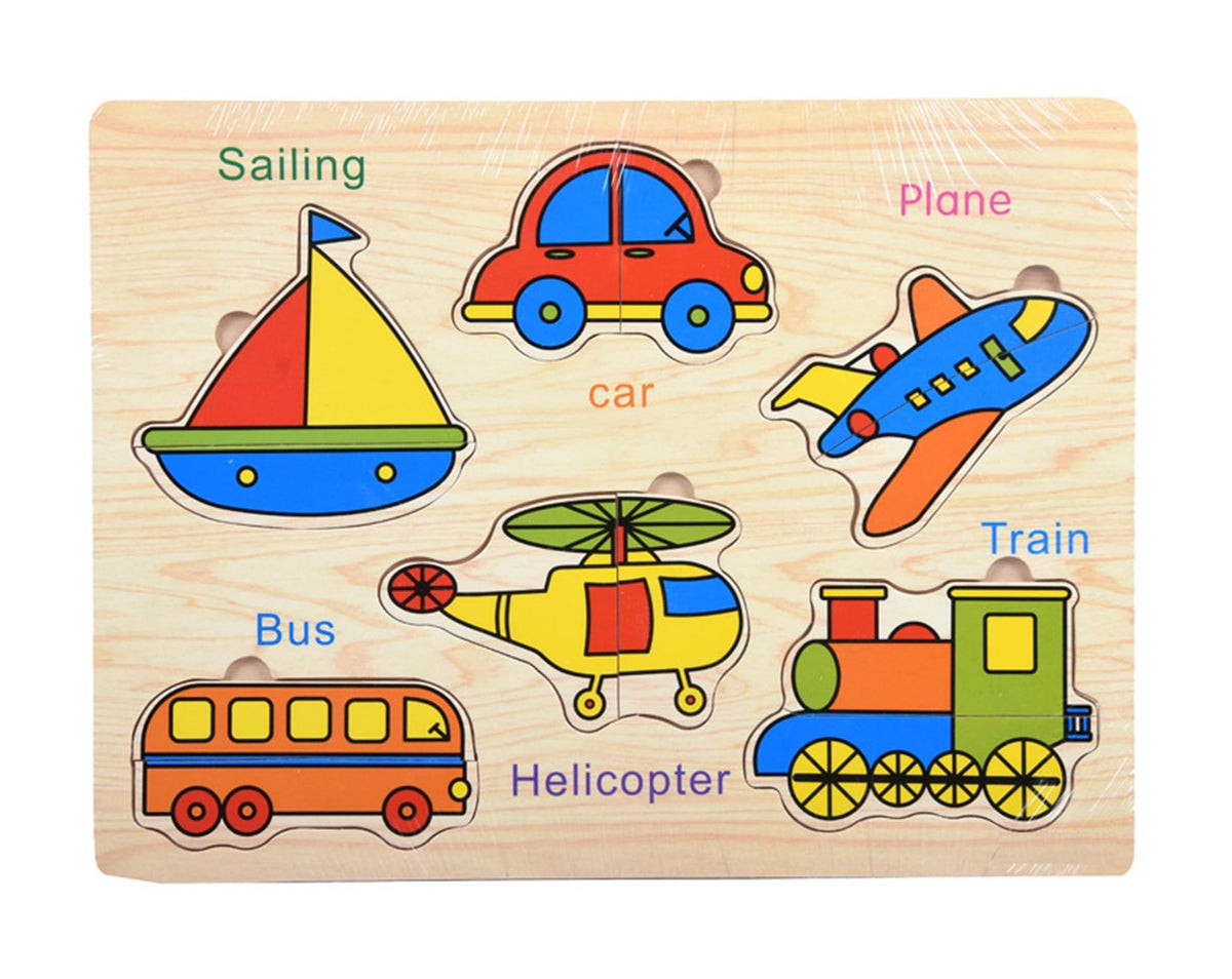 FunBlast Vehicle Board for Kids, Jigsaw Puzzle Board, PreSchool Learning Toy for Kids, Transport Wooden Puzzles for Boys & Girl