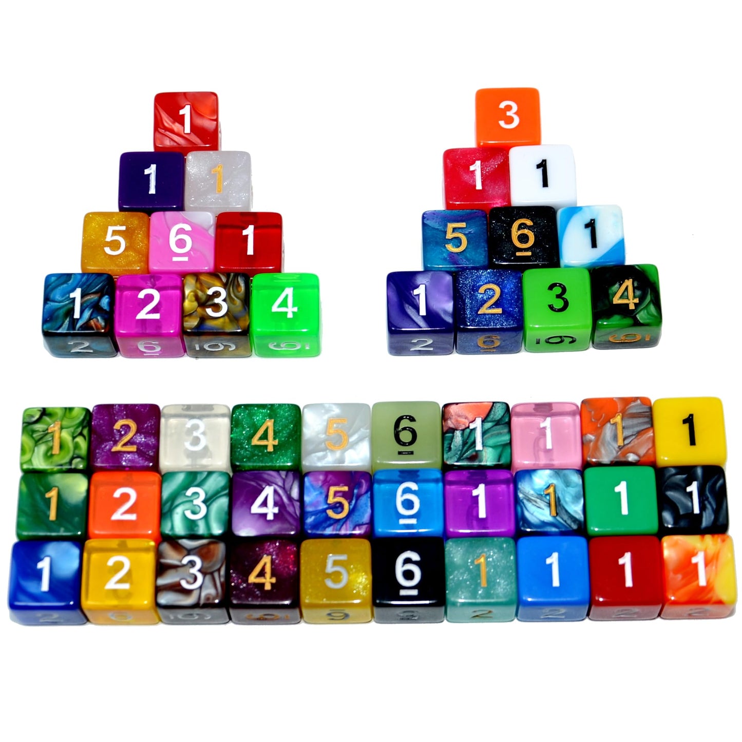 Smartdealspro 50-Pack D6 6 Sided Dice Polyhedral Dice With Pouch For Dnd Rpg Mtg Table Game (D6, Mix Color)