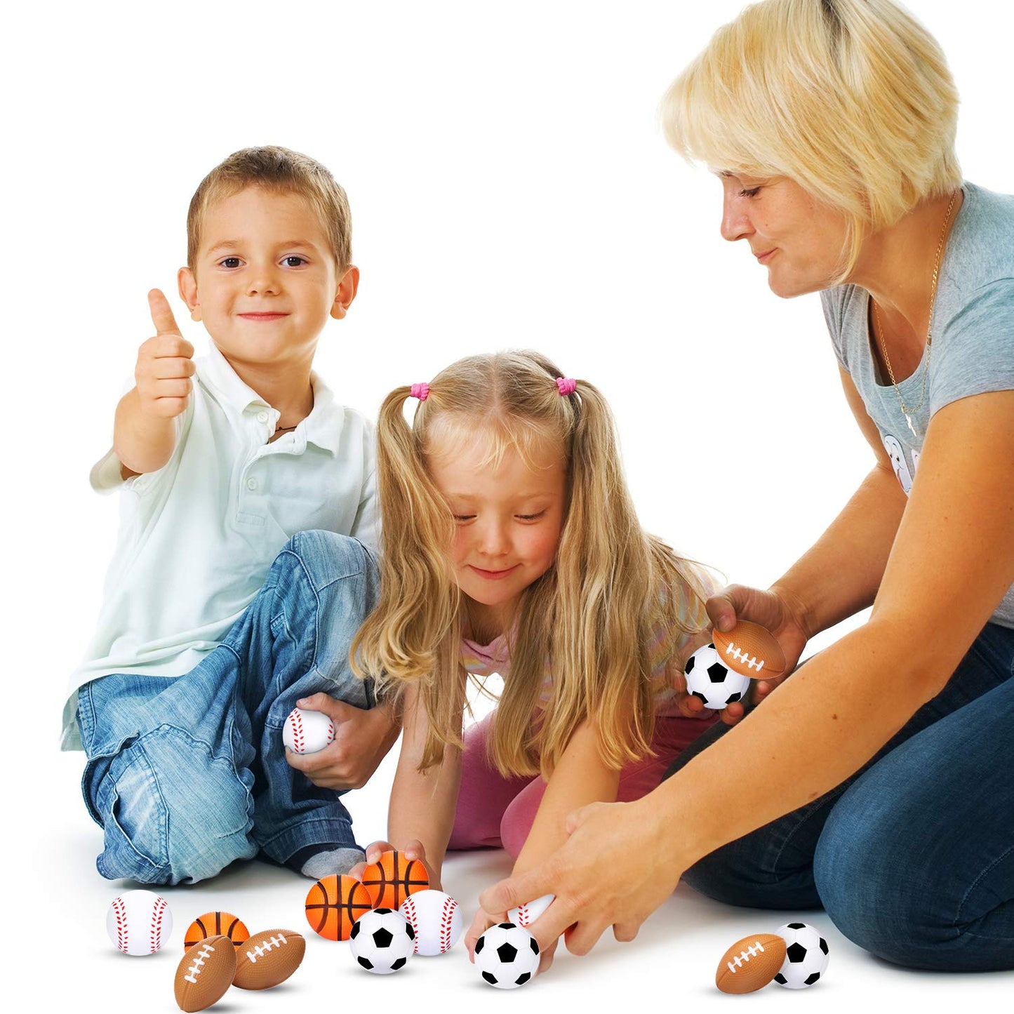 Blulu 48 Pack Sports Stress Balls for Kids Mini Footballs Mini Baseball, Soccer, Basketball, Foam Stress Balls for Anxiety Relie