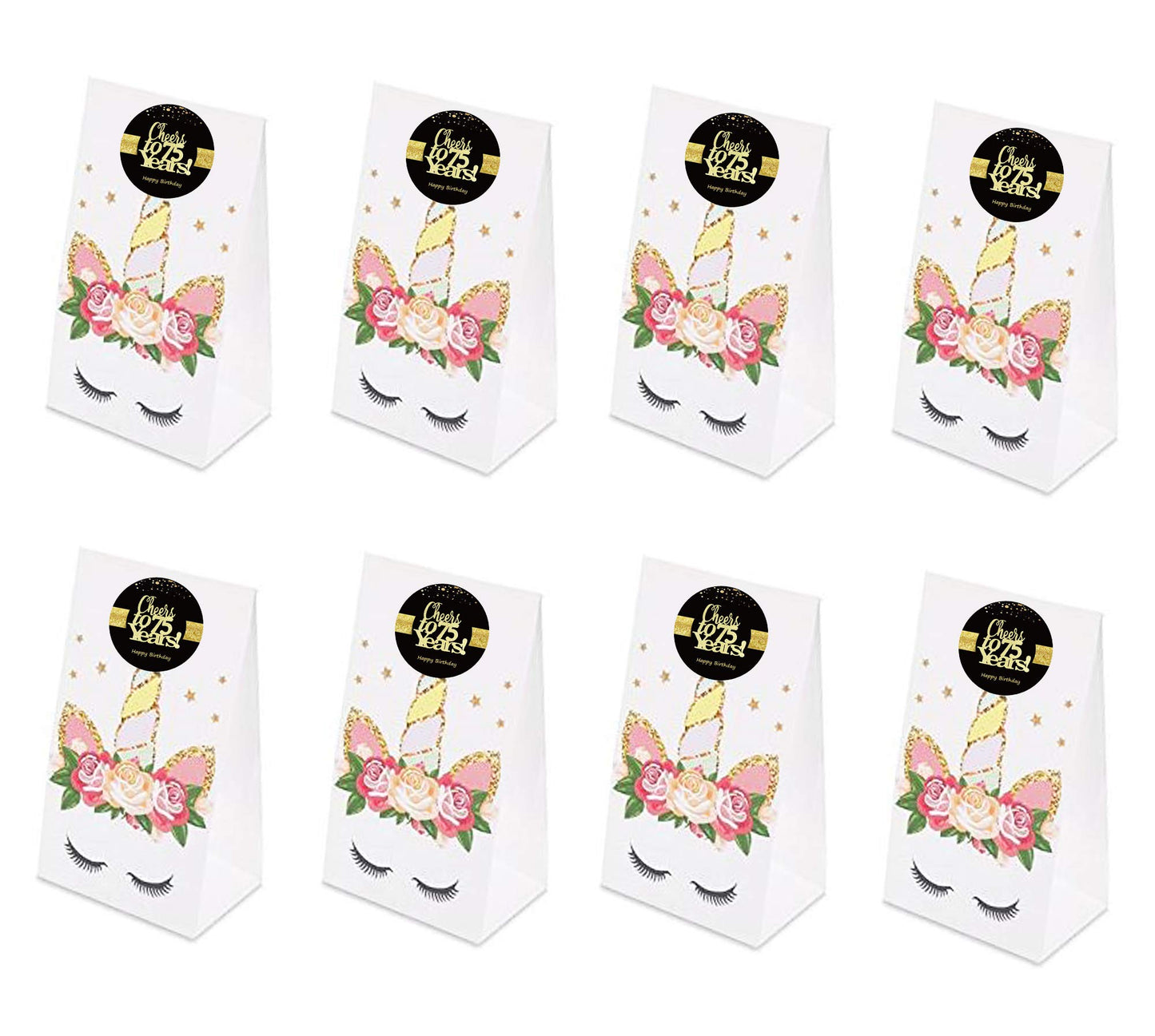 Sumerk 48 Pcs Cheers To 75 Stickers Large Bottle Stickers 75Th Birthday Stickers Card Seals 2 Inches Round Happy Birthday Party