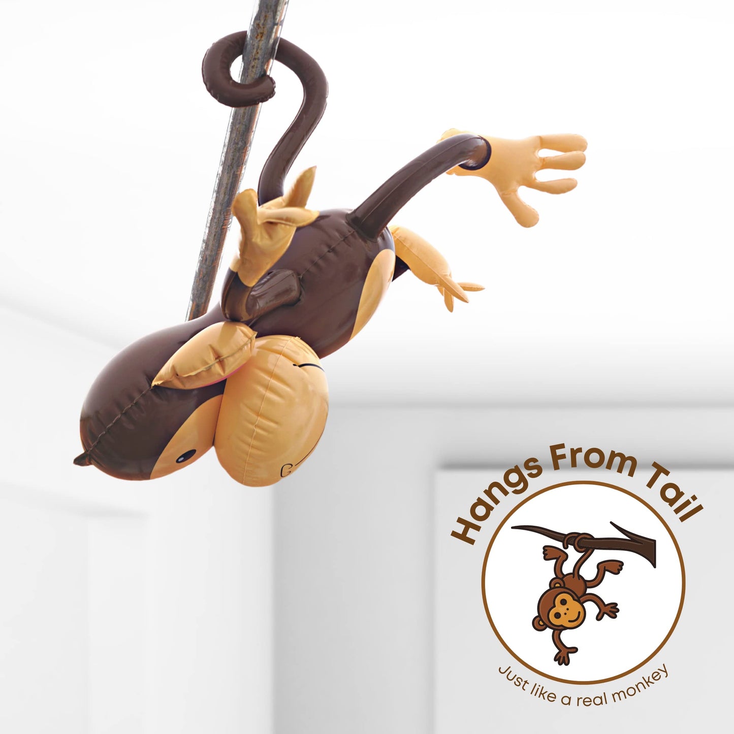 4E'S Novelty Inflatable Monkeys (2 Pack) 27 Inch Large Monkeys Inflatables For Jungle Decor, Safari Jungle Birthday Decorations, Kids Animal Party Supplies, Baby Shower Favors