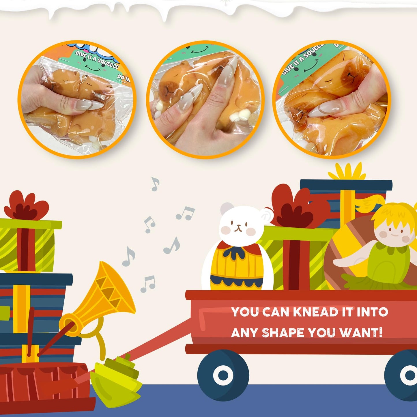 Taba Squishy Toys Valentines Cat Paw Cute Kawaii Squeeze Toys  Sticky Squishy Fidget Toys Silicone Squeeze Toy for Stress Relief Cute Soft Toys Best Valentines Gift for Anniversary (2pcs Capybara)