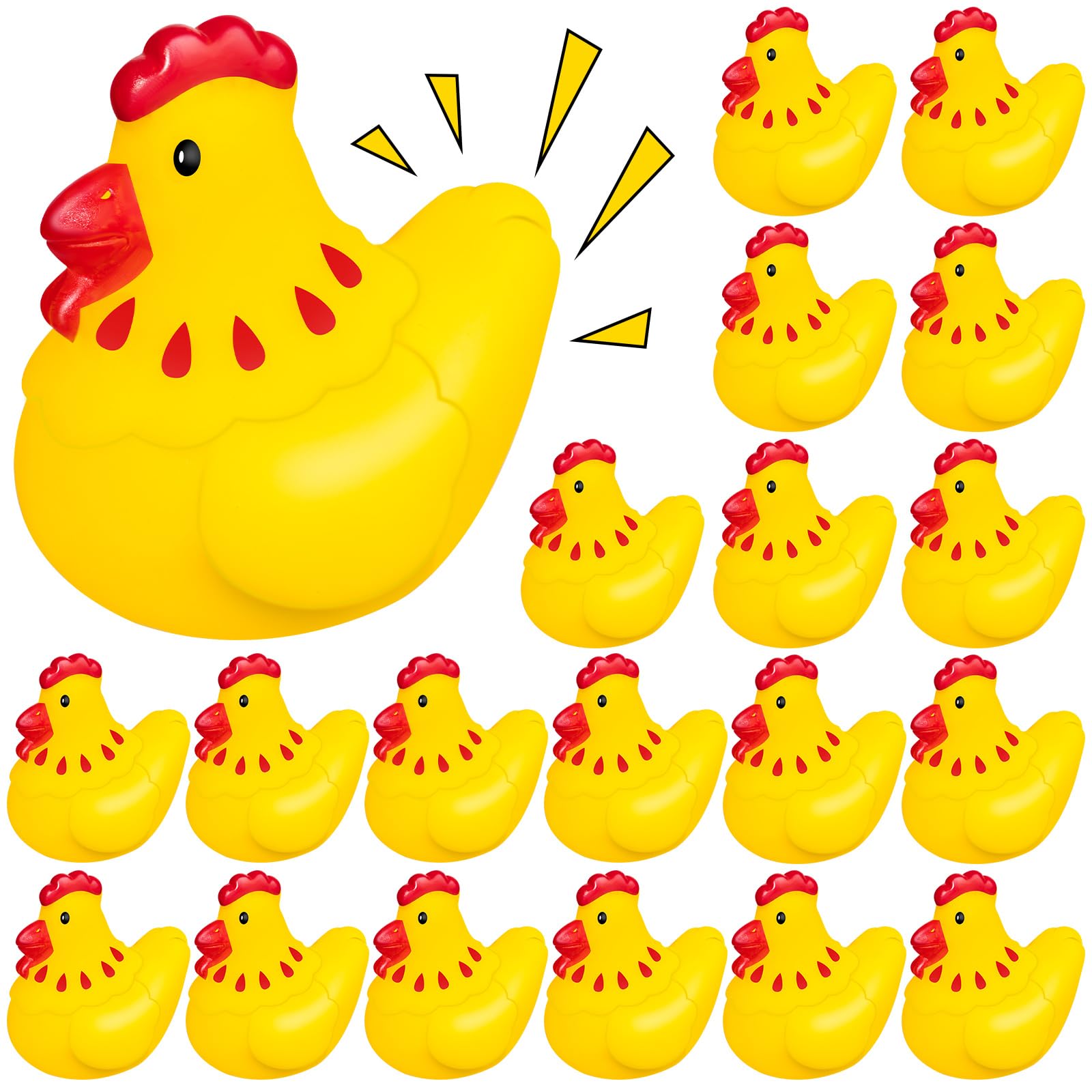 Rubber Chicken Toys for Kids  20Pcs Cute Yellow Chicks Squeak for Boy Girl Baby Shower Birthday Party Favors Gifts Decoration