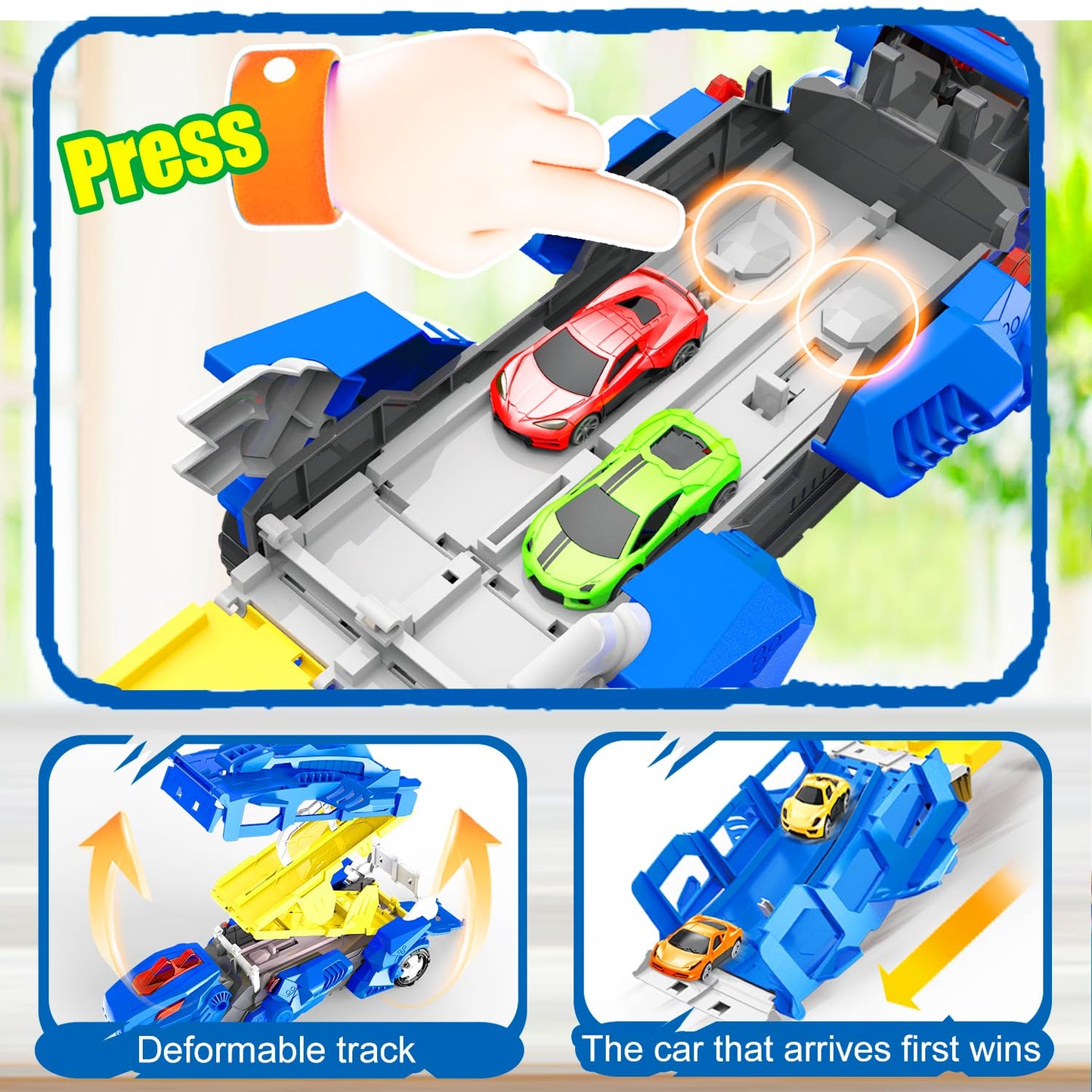 Dinosaur Toys for Kids 3-5, Dinosaur Truck with 6 Cars Toys, Car Track Set, Birthday Gifts Toys for 3 4 5+ Year Old Boys Girls,