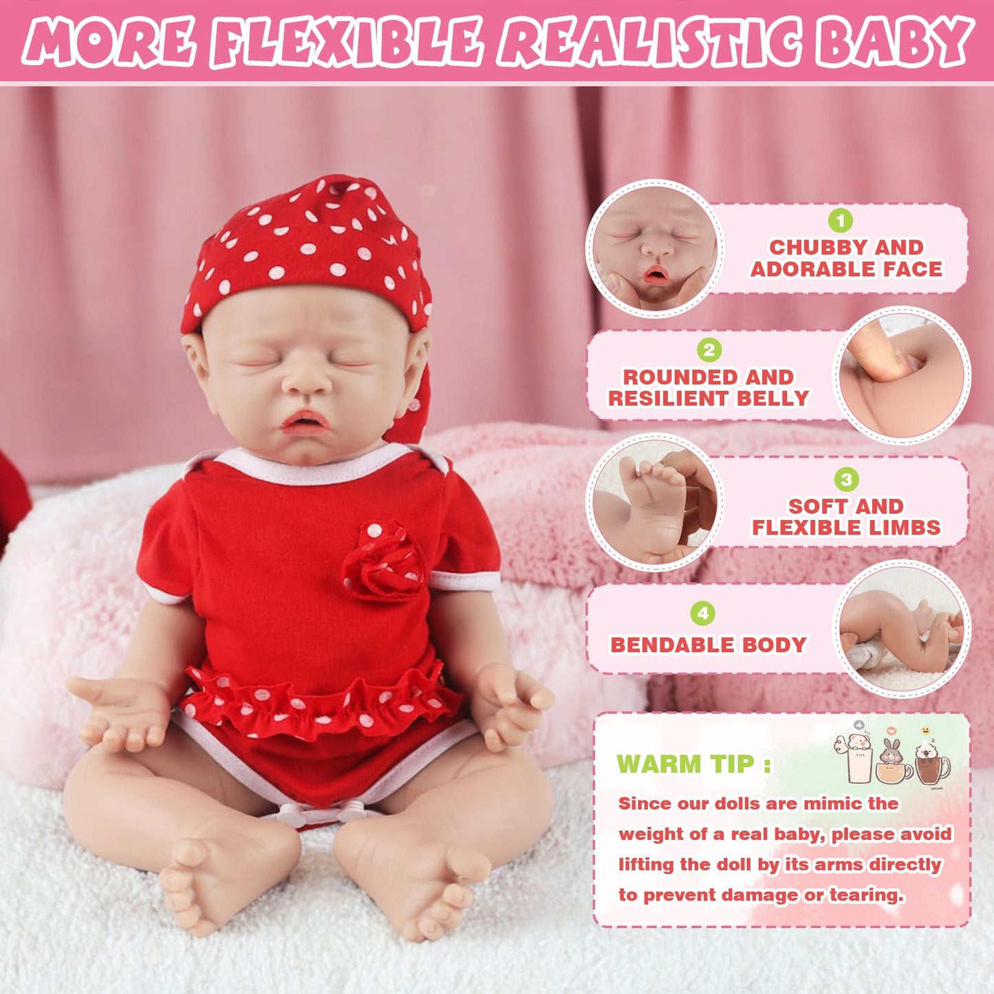 IVITA 12 inch Lifelike Sleeping Full Platinum Silicone Baby Doll Realistic Eye Closed Newborn Baby Doll Real Life Silicone Baby