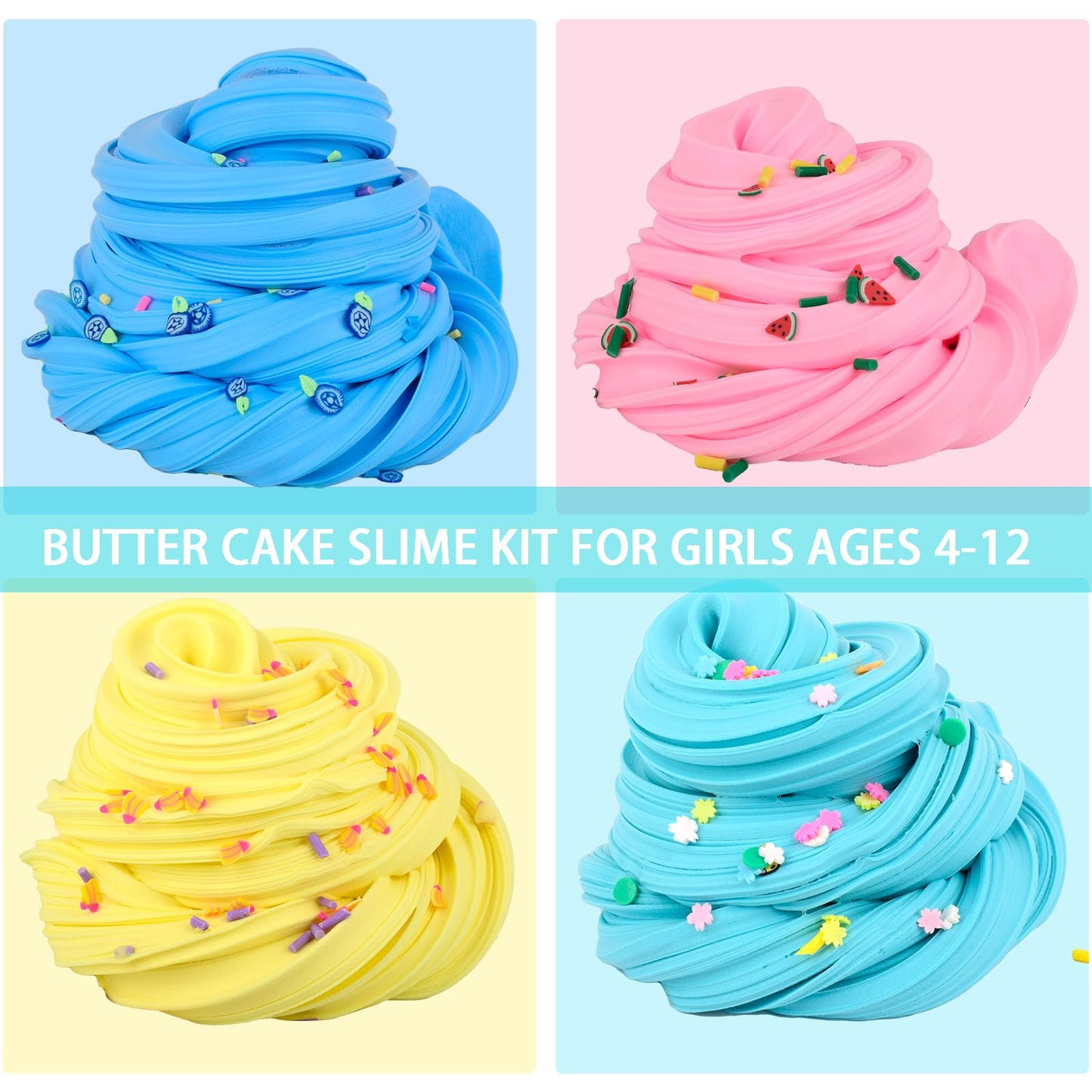 Butter Slime Kit 56 Pack  Soft Non-Sticky and Stretch  Slime Party Favors  DIY Hand-Making Slimes Toy  Stress Relief Sludge Toy for Boys and Girls  enhanced Christmas Easter and Birthday Gifts