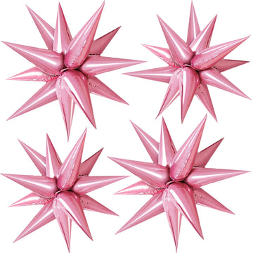 Funtoob Pink Star Balloons Metallic Star Foil Balloons Birthday Balloons Pink Star Cone Balloons Starburst Balloon Spike Balloon