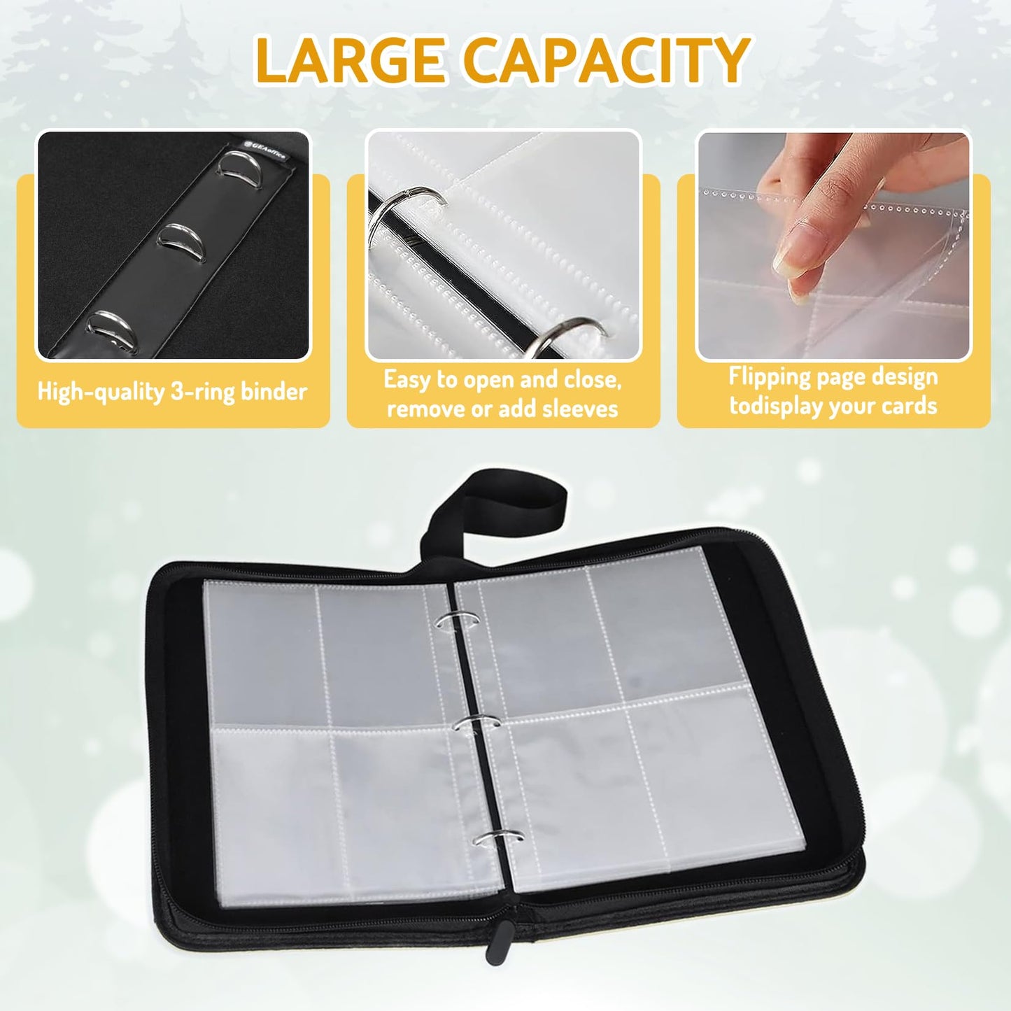 Bebomne Football Card Binder Holder 480 Pockets with 60 Removable Sleeves  Portable Sports Trading Cards Binder Album Collector Organizer Protectors with Zipper Waterproof