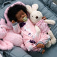 Jizhi Lifelike Reborn Baby Dolls Black -17Inch Baby-Soft Body & Curls Realistic-Newborn Baby Dolls African American Real Life Baby Dolls Cloth Body With Feeding Kit & Gift Box For Kids Age 3+