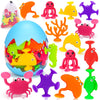Toddler Suction Bath Toys, Ocean Animal Suction Cup Toys With Eggshell & Bag No Hole Mold Free Bathtub Shower Toy For Kids Senso