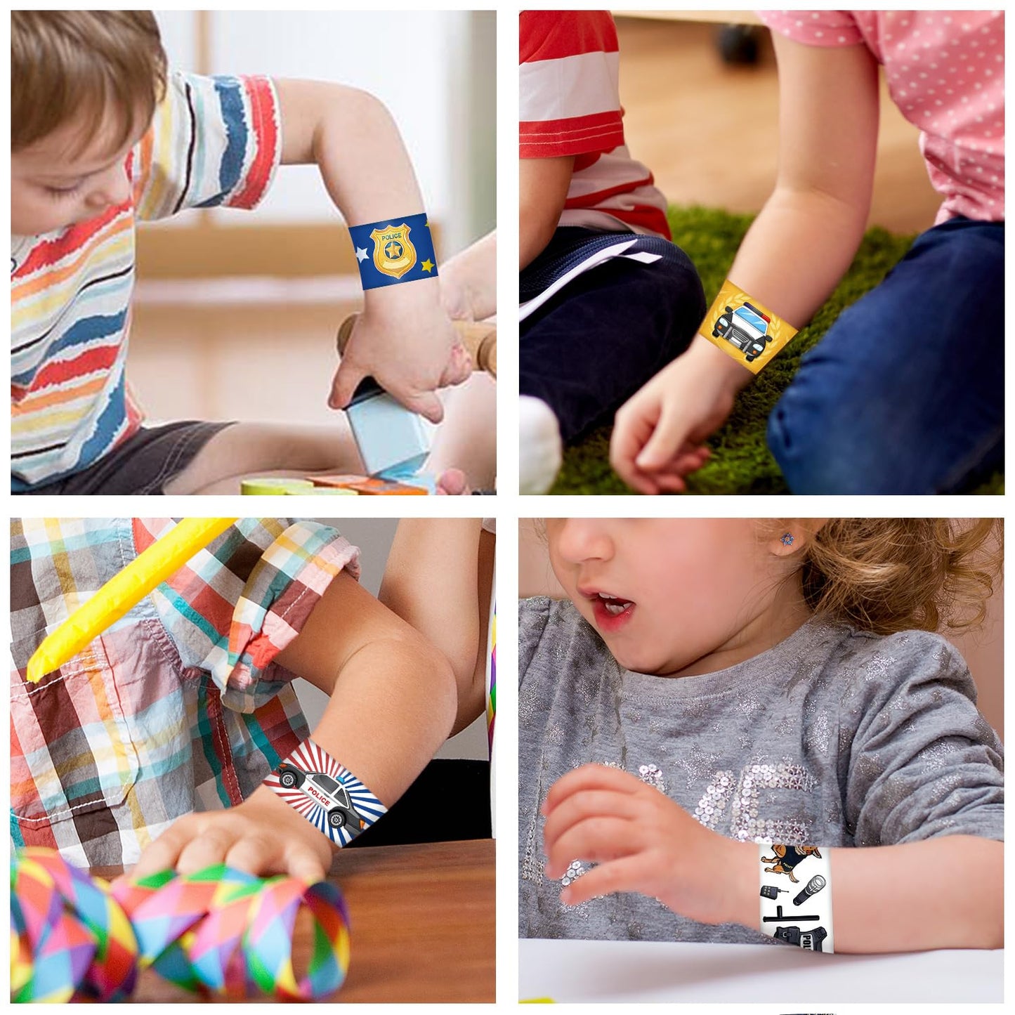 Yymymgj 48Pcs Police Party Favors Police Slap Bracelets Police Bracelets Wristbands For Police Themed Birthday Party Supplies Gi