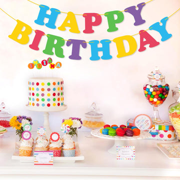 Colorful Happy Birthday Banner Sign Happy Birthday Bunting Banner Flag Garland For Kids Boys Girls Baby Birthday Party Decorations Supplies