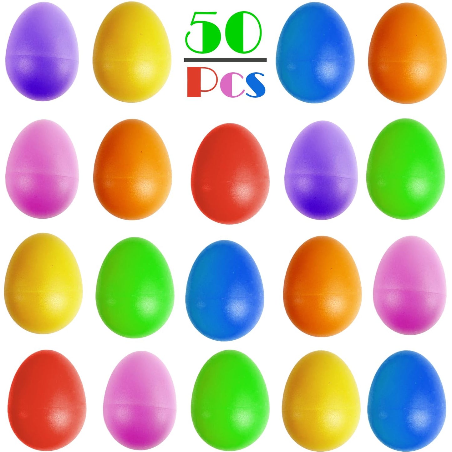 Giftexpress 50 Pcs Easter Egg Shakers For Kids - Colorful Percussion Musical Maracas For Toddlers, Baby Sensory Toys, Easter Bas