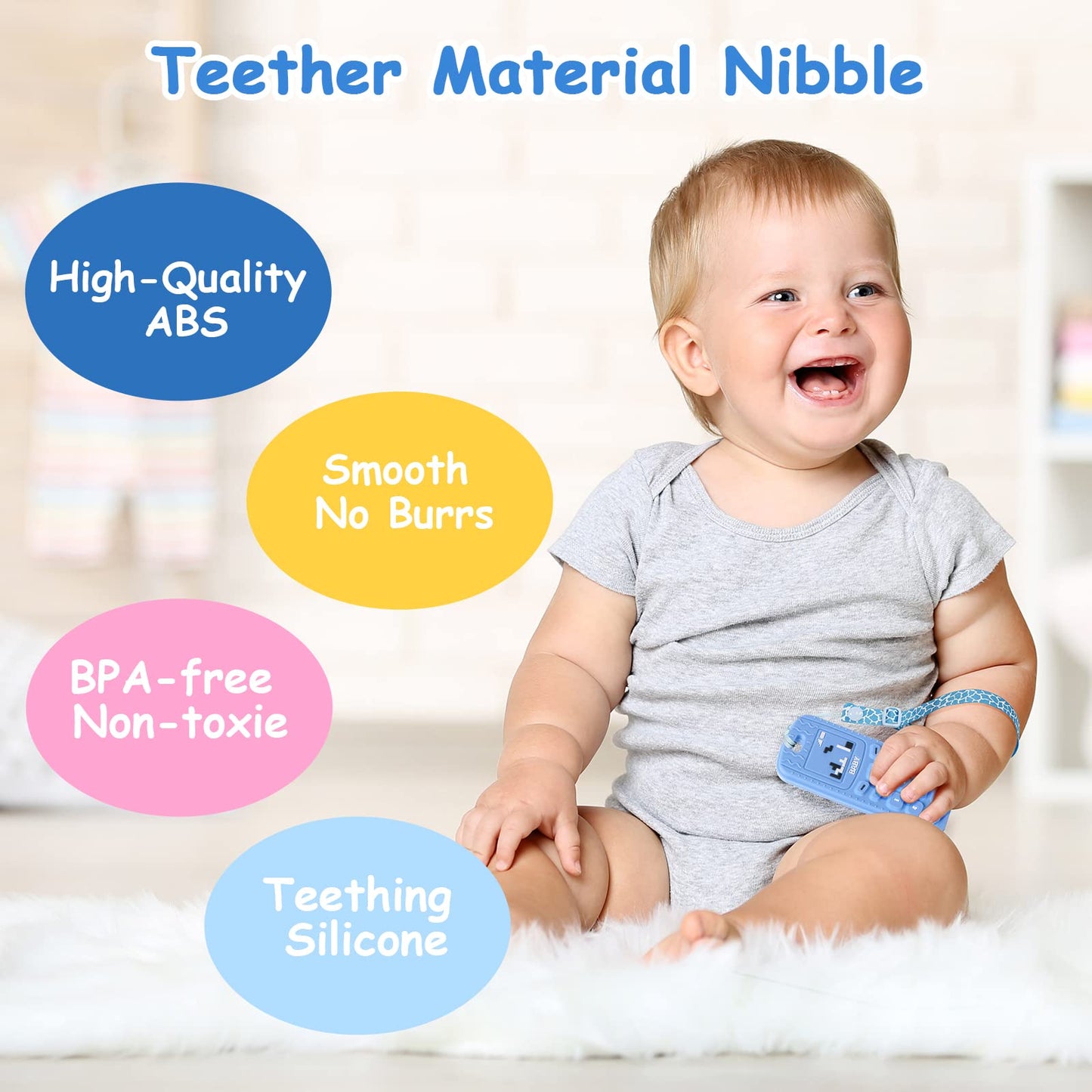 2Pcs Silicone Baby Teething Toys, Remote Control Shape Teething Toys And Phone Shape Teething Toys With 2Pcs Pacifier Clip, Bpa