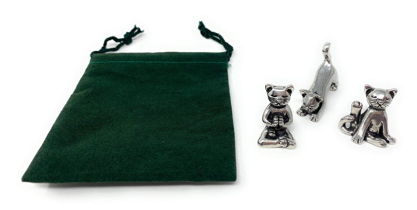 Basic Spirit Yoga Cat Figurine Set (Pewter)-Mini 3 Pc. Set