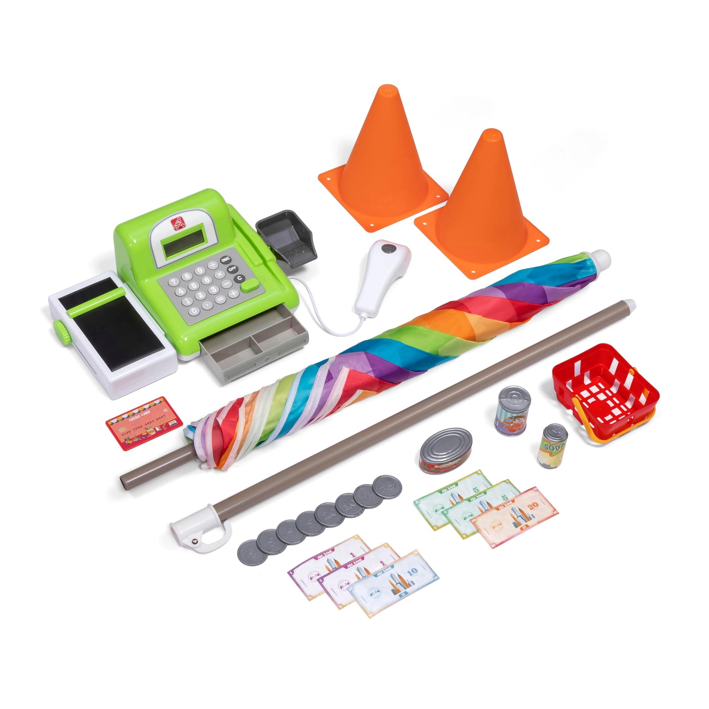 Step2 Stop & Go Market | Kids Pretend Play Store & Toll Booth with Toy Cash Register, Blue