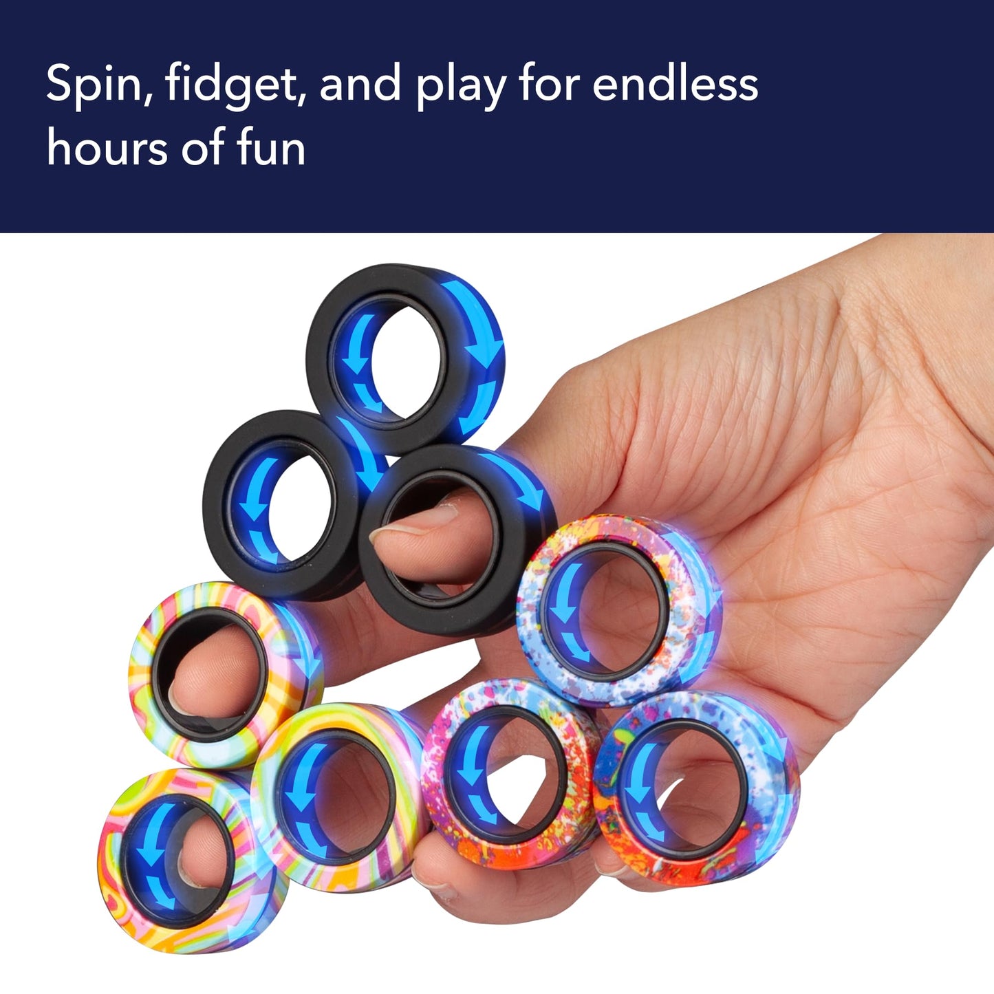 Bunmo Easter Basket Stuffers - Magnetic Rings - Fidget Toys Adults - Magnetic Fidget Rings - Easter Basket Stuffers For Adults - Fidget Toy For Boys & Girls - Great Teen Gift - Various