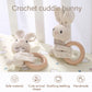 Wooden Teether Crochet Baby Rattle, Crochet Baby Toys, Organic Wooden Newborn Toys, Newborn Animal Rattle Toys,Knitted Stuffed Animals Gifts For Baby, Lovely Bunny