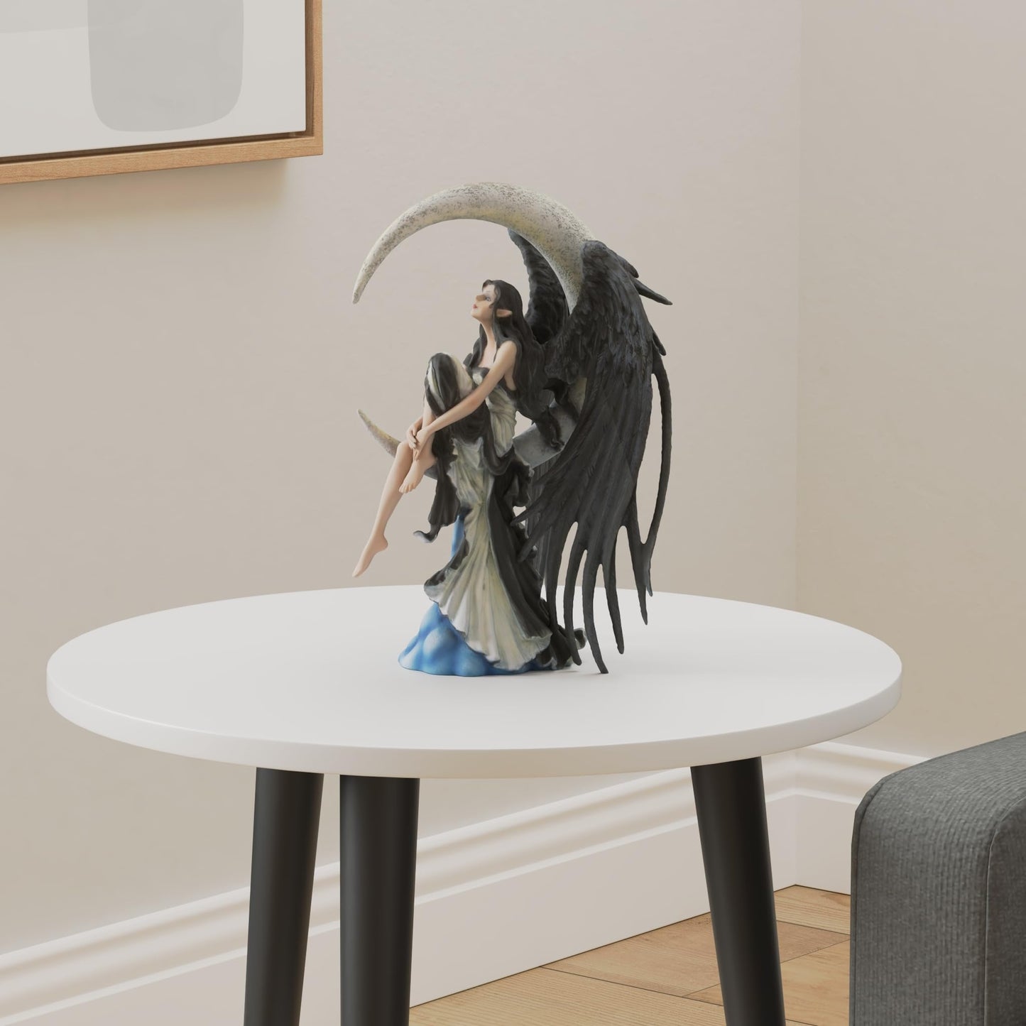 Pacific Giftware Moon Stargazer Black Wing Fairy Hand Painted Resin Figurine