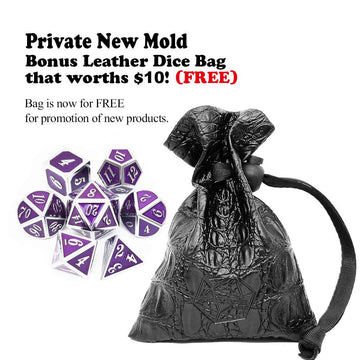 Haxtec Metal DND Dice Purple Silver with PU Leather Dice Bag D&D Dice Set for RPG Dungeons and Dragons Gifts TTRPGs-Silver Royal