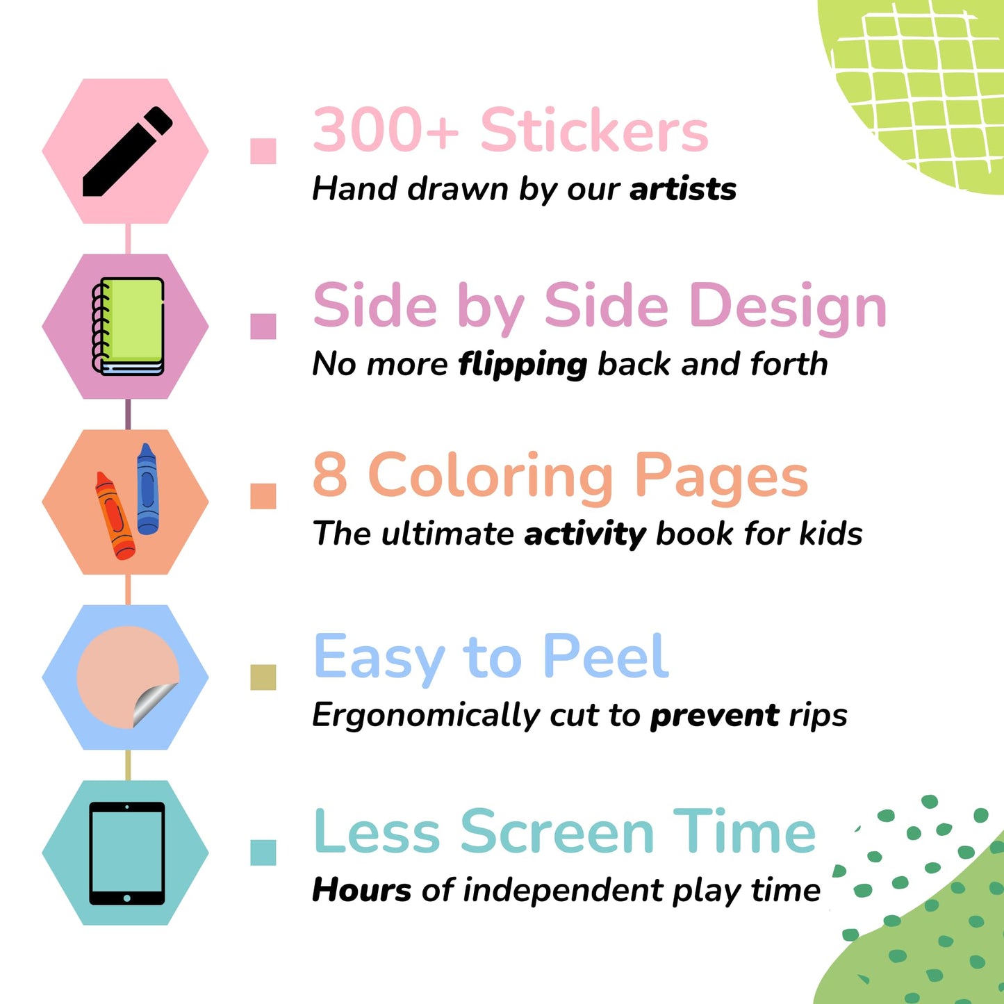 Cupkin Panda Town Sticker Book Activity For Kids, Toddler Airplane Travel Essentials, 300+ Stickers For Kids 8 Scenes + Coloring