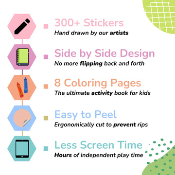 Cupkin Panda Town Sticker Book Activity For Kids, Toddler Airplane Travel Essentials, 300+ Stickers For Kids 8 Scenes + Coloring
