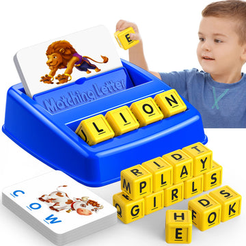 Easter Basket Stuffer Learning Games For Kids Ages 3-8, Matching Letter Game For Kids Toys Ages 3-8 Educational Toys For 3-8 Year Olds Boys Girls Birthday Party Gifts For 3-8 Year Olds Boys Girls Blue