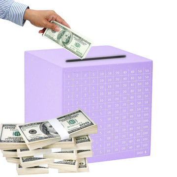 Money Saving Box with Counter Savings Challenge Box Piggy Bank Stainless Steel Money Bank Cash Saver Money Box for Adults Child(